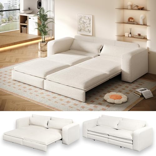 93" King Pull Out Sofa Bed with 2 Pillows, Blue Q21489