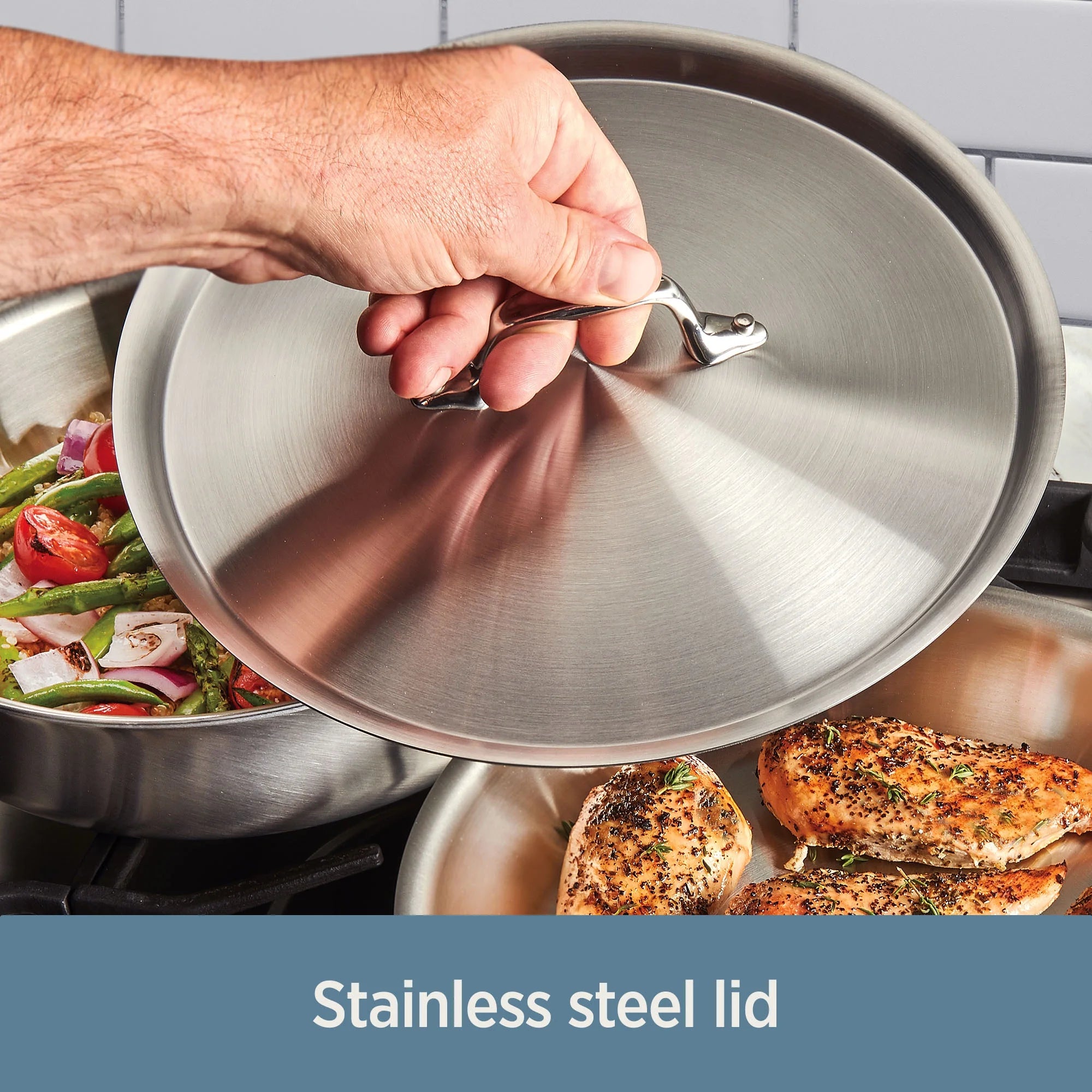 All-Clad D3 Stainless 3-ply Nonstick Cookware Set, 10 Piece B841