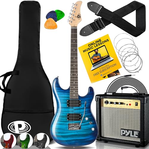 Pyle Electric Guitar Kit with Amp, 39" Blue M5028