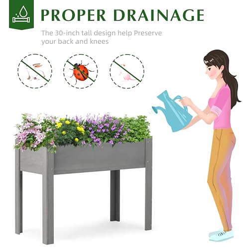 Raised Garden Bed with Legs 40x20x31 Outdoor Wood Planter Box N314255