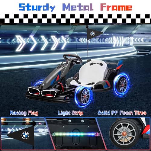 BMW Licensed 24V 9AH Electric Drift Kart for Kids, 7.5 MPH, Grey F94684
