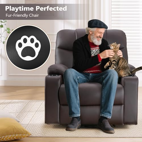 ANJ Large Power Lift Recliner Chair with Massage and Heat for Elderly, Camel Z8802