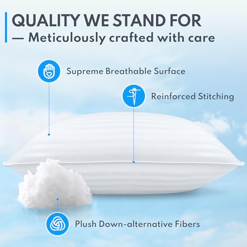 King Size Bed Pillows Set of 2 - Cooling Down Alternative Microfiber Fill F1530
