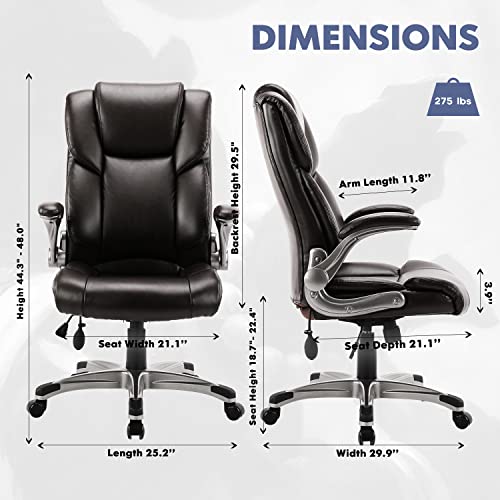 COLAMY Executive Ergonomic Office Chair with Bonded Leather and Flip-up Armrests A775113
