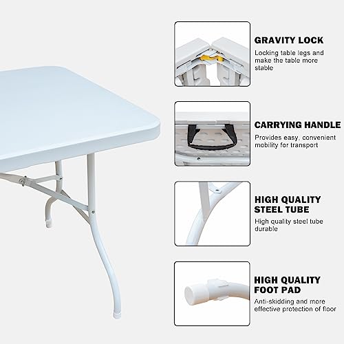 Portable Plastic Folding Table 4ft Heavy Duty Indoor Outdoor Y145657