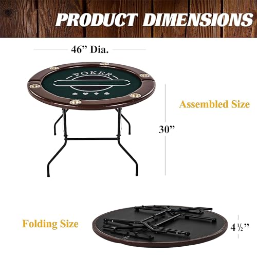 Barrington Folding Poker Table with Padded Rail and Felt Playing Surface D15193