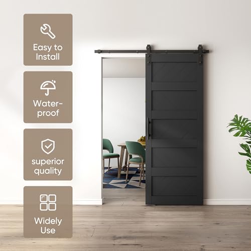 JUBEST 36" x 84" Sliding Barn Door Kit with Hardware, Black R91690