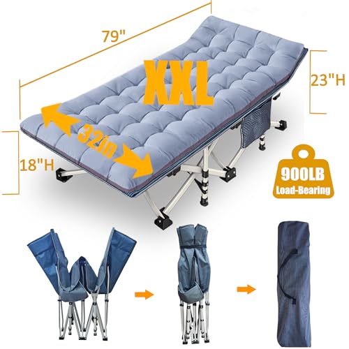 Camping Cot with Thick Pad, Folding Bed, Heavy Duty with Carry Bag I101