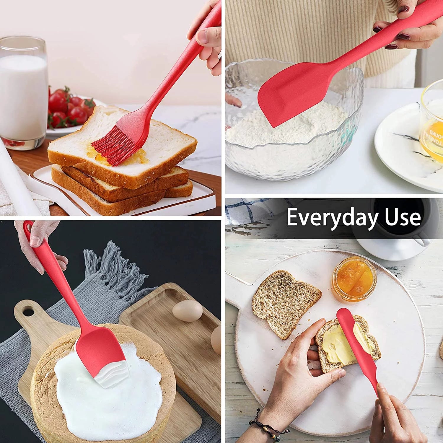 15pcs Silicone Cooking Utensil Set with Stainless Steel Handle, Red G229