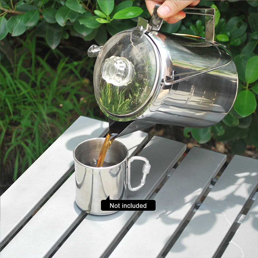 Tomfoto 1.2L Stainless Steel Percolator Coffee Pot for Camping A412780
