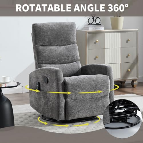 Massage Chair Recliner with Heat, Swivel Rocking, High Back Fabric Black V2333