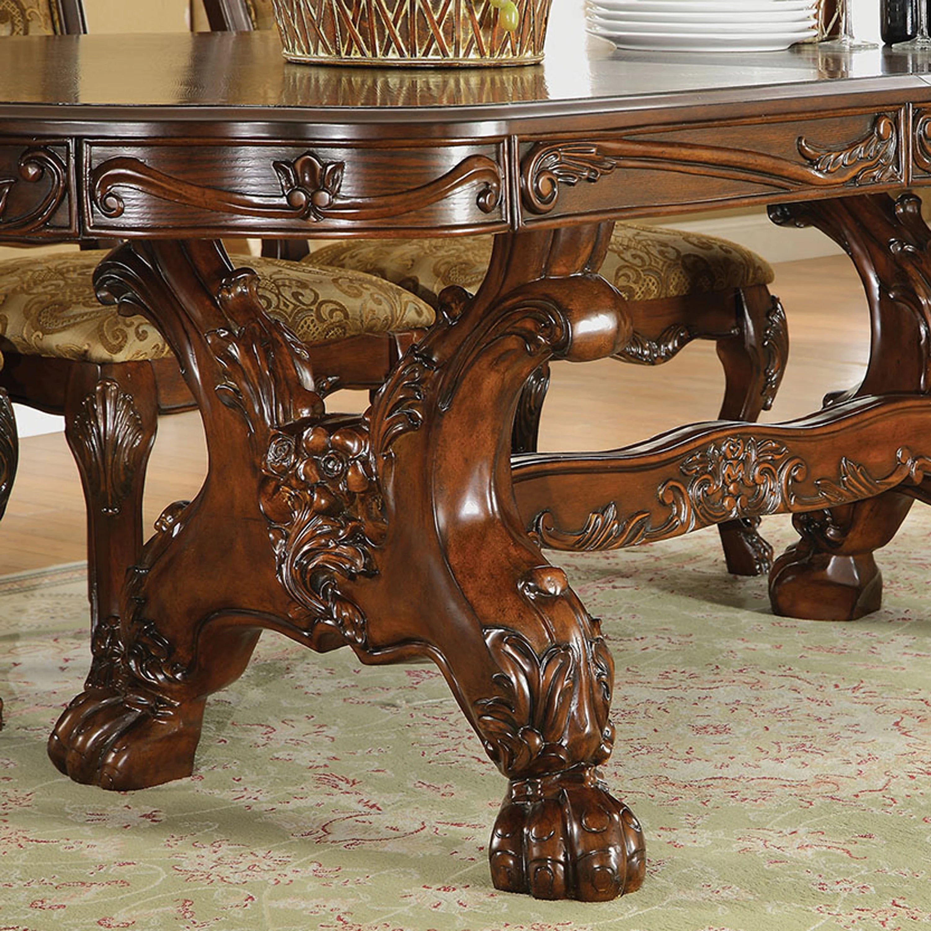 Furniture of America Rutherford Cherry Solid Wood 7-Piece Dining Table Set B789