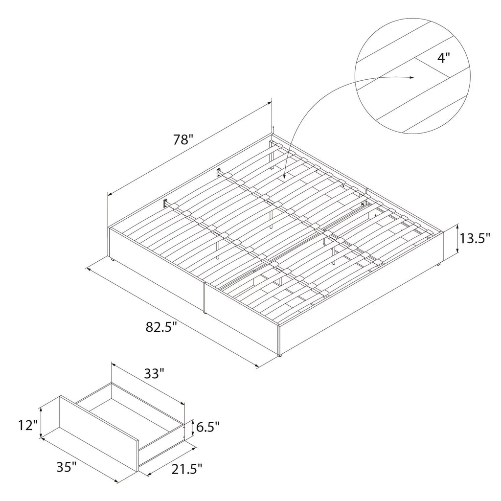 DHP Maven Platform Bed with Storage, King, Gray Linen V35757