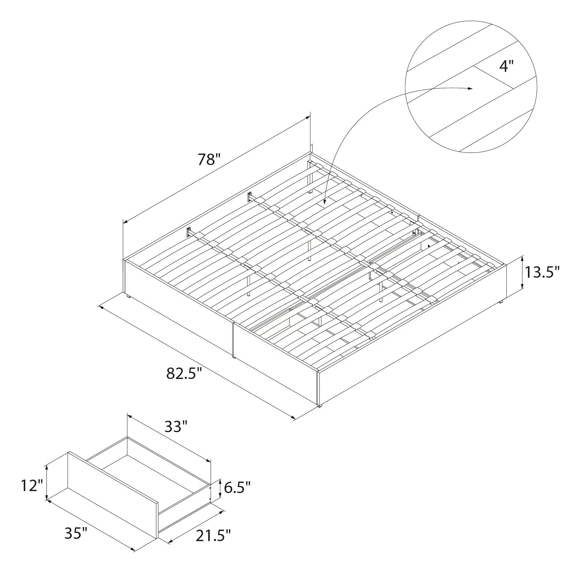 DHP Maven Platform Bed with Storage, King, Gray Linen V35757
