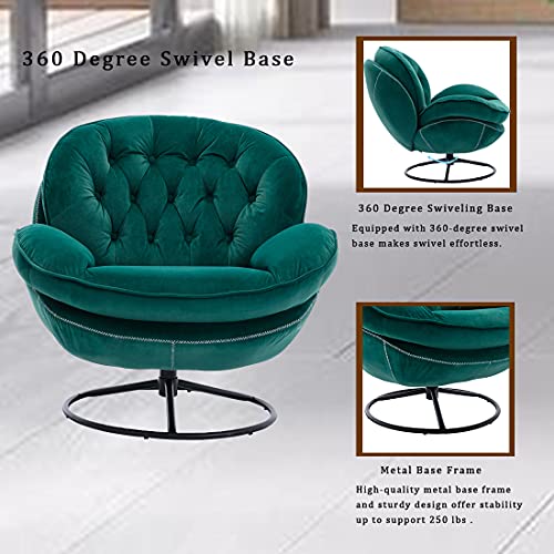 Baysitone Velvet Swivel Accent Chair with Ottoman Set, Modern Lounge Chair, Fruit Green Q36819