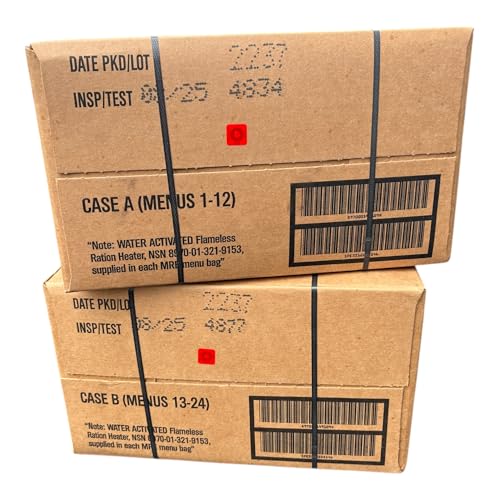 MRE Meals Ready to Eat A and B Cases 2025 inspection. Genuine Military Emergency Meals Camping (24 meals)