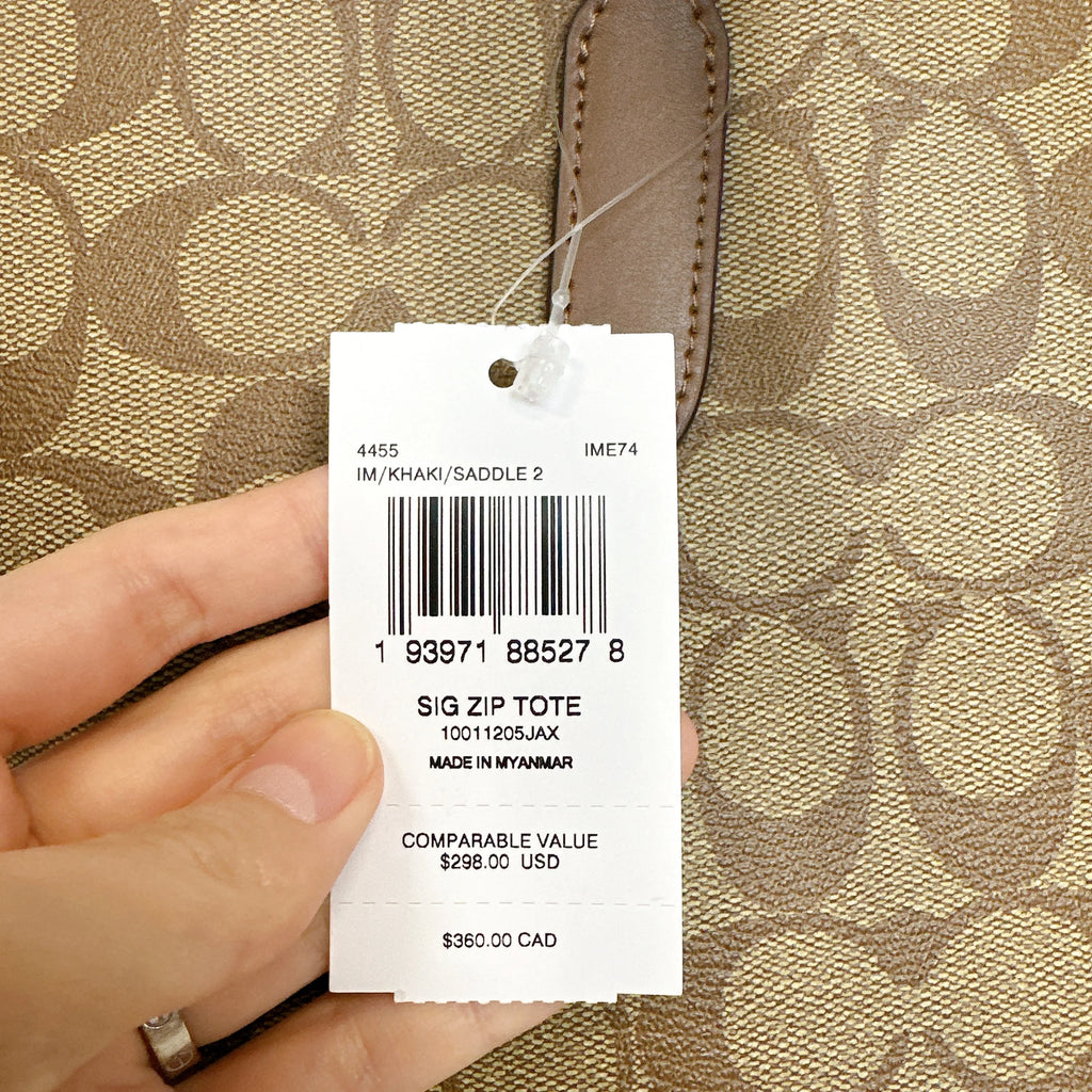 Coach Womens Outline Signature Zip Tote X793