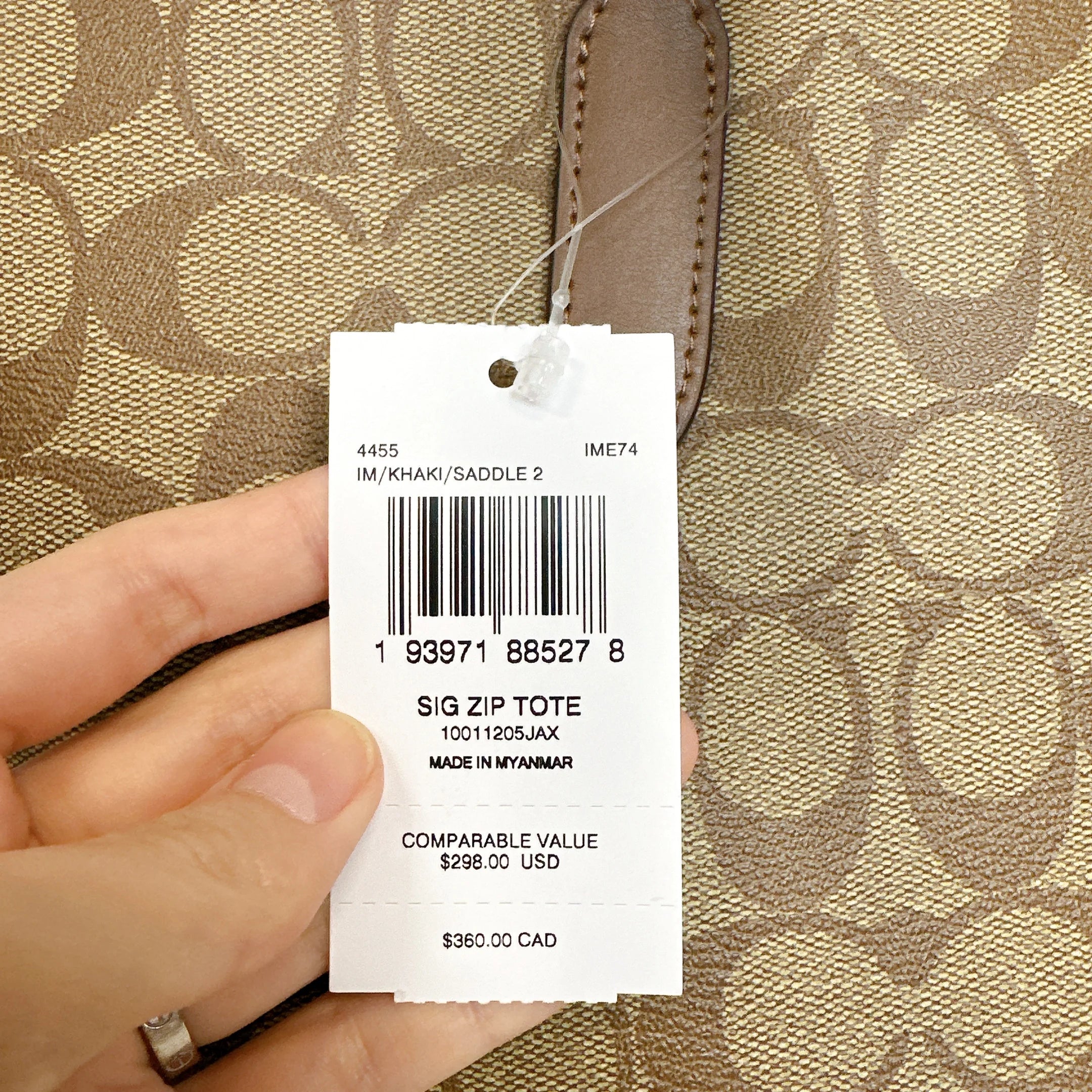 Coach Womens Outline Signature Zip Tote X793