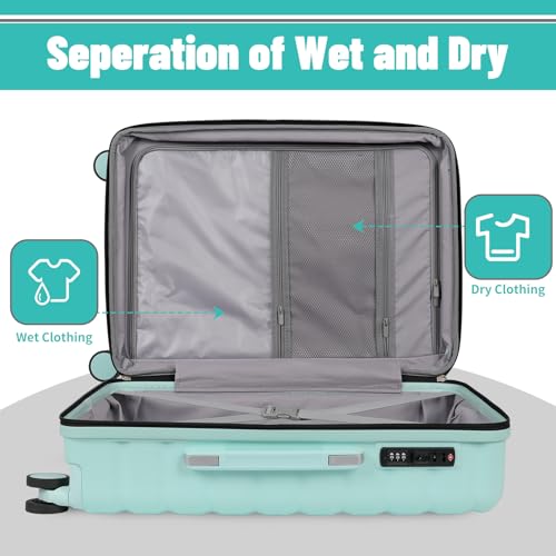 Lightweight 3-Piece Hardshell Luggage Set with Spinner Wheels & TSA Lock, Light Avocado Green B502471