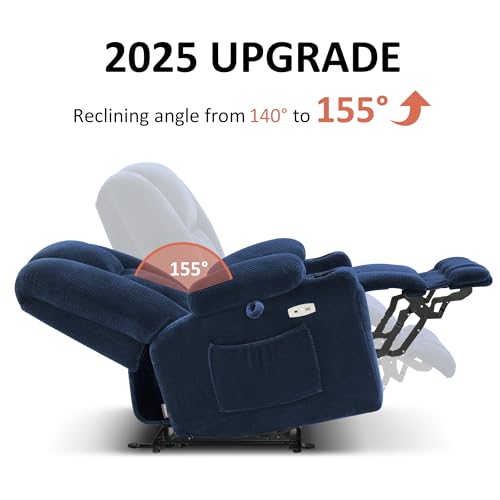 MCombo Zero Gravity Power Recliner Chair with Heat and Vibration Massage, USB & Type C Ports, Cup Holders, Fabric 8015 (Brown) Z599462