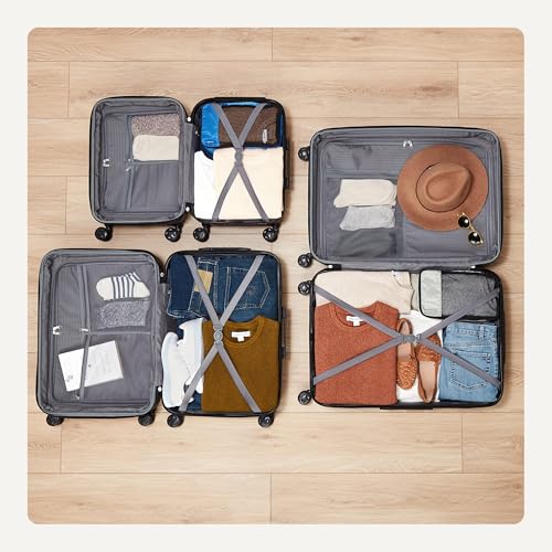 Amazon Basics 21" Hardside Carry-On Luggage with Wheels, Expandable, Black L489