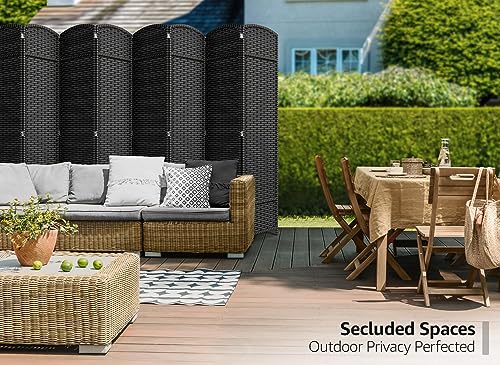 Sorbus 8-Panel Black Room Divider, 6 ft Tall Folding Privacy Screen T242