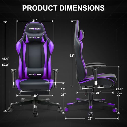 GTRACING Gaming Chair with Footrest, Blue R841
