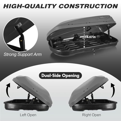 Gray Rooftop Cargo Box Carrier 13 Cubic Feet Waterproof Dual Side Opening R15660