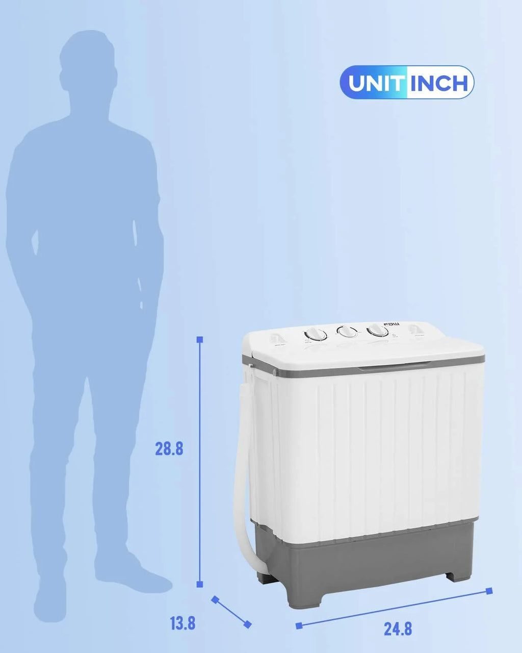 Dkelincs Portable Twin Tub Washing Machine 10 lbs with Spin Dryer, White Y58022