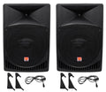 Pair Rockville Power Gig RPG15 15" Powered Active 2000 Watt 2-Way DJ PA Speakers