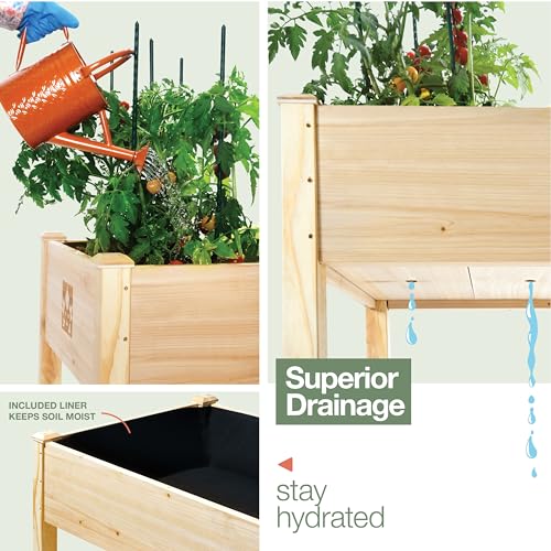 Raised Garden Bed with Legs 48x24x30 Natural Cedar Wood Elevated Planter Box O940090