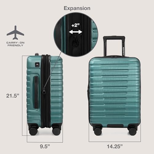 U.S. Traveler Boren Polycarbonate Hardside Carry-on Suitcase with 8 Spinner Wheels, Teal, 22-Inch S2578