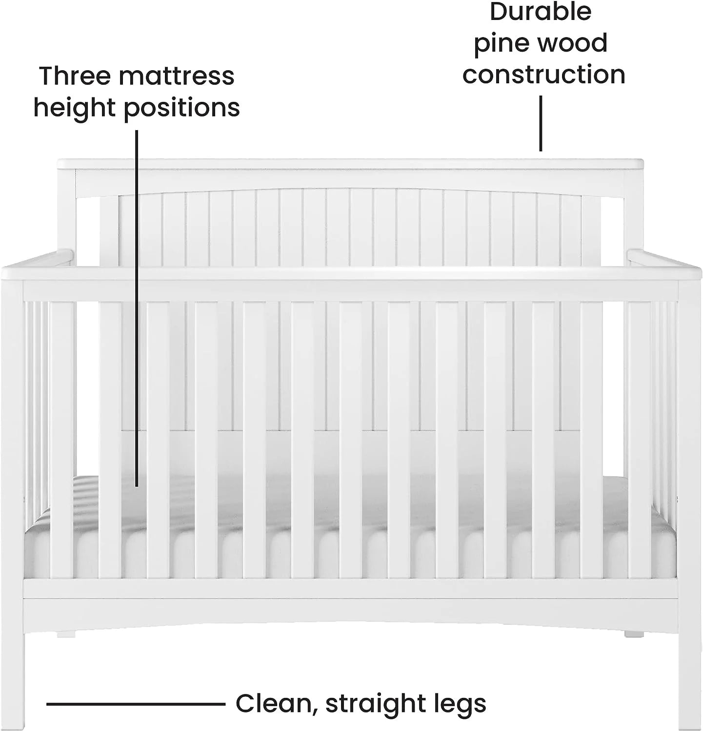 Child Craft Scout 4-in-1 Convertible Crib, Matte White E9812
