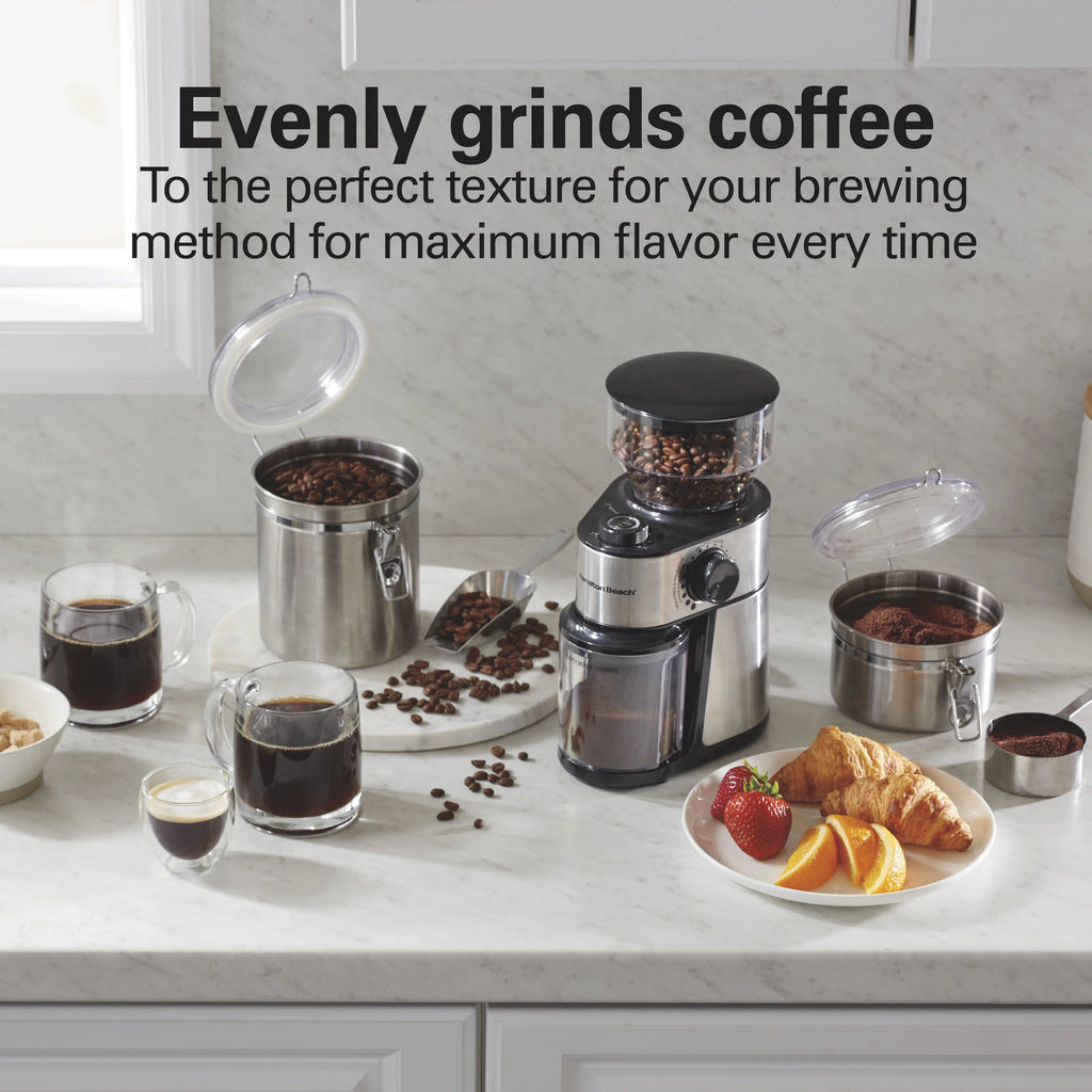 Hamilton Beach Burr Coffee Grinder, 18 Grind Settings, Stainless Steel, 80385 J81583