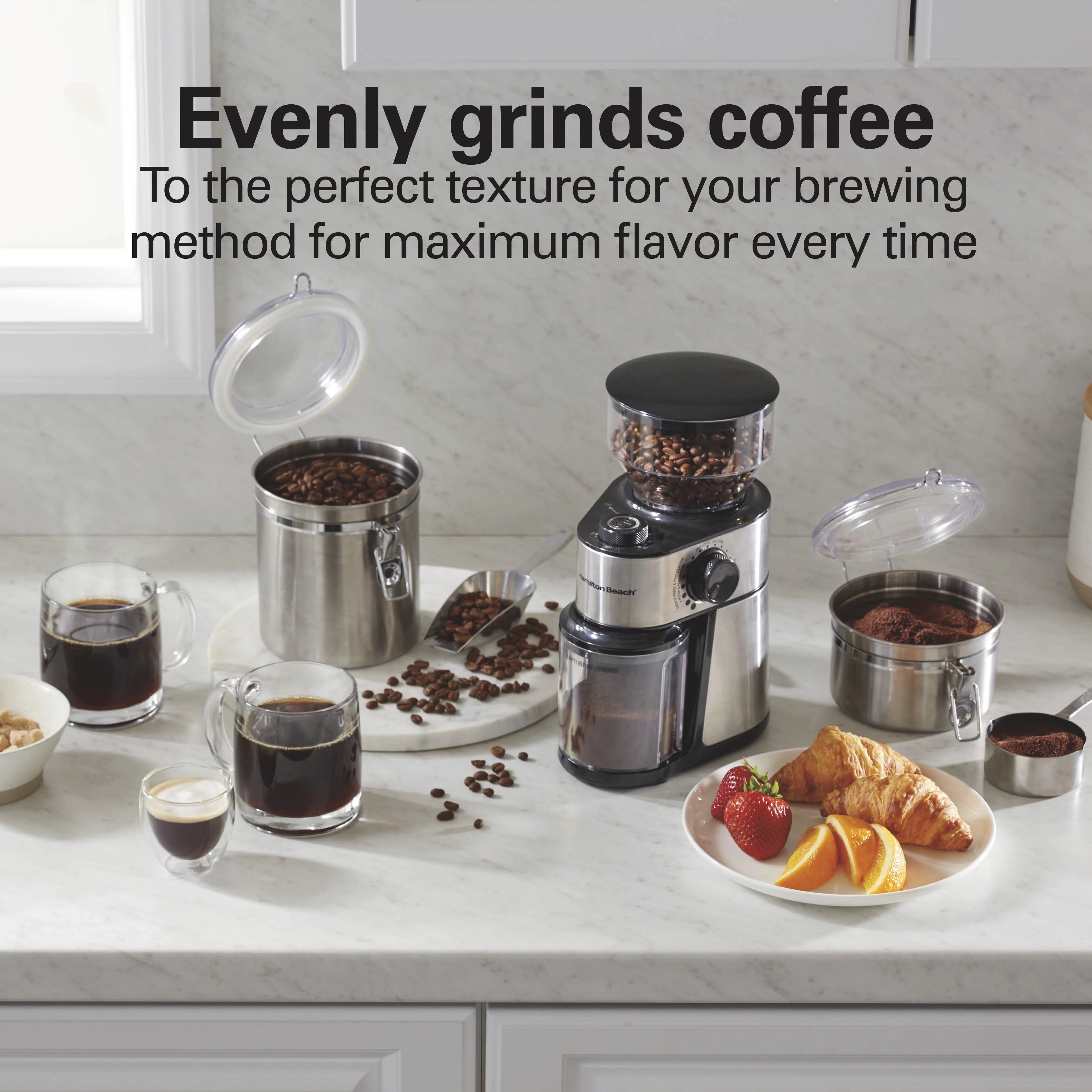 Hamilton Beach Burr Coffee Grinder, 18 Grind Settings, Stainless Steel, 80385 J81583