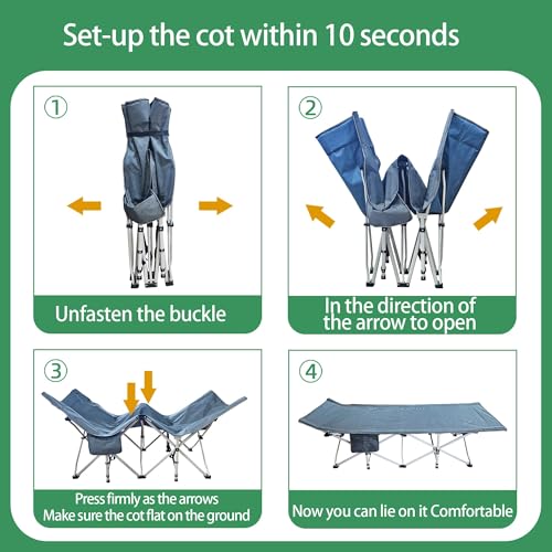 Camping Cot with Thick Pad, Folding Bed, Heavy Duty with Carry Bag I101