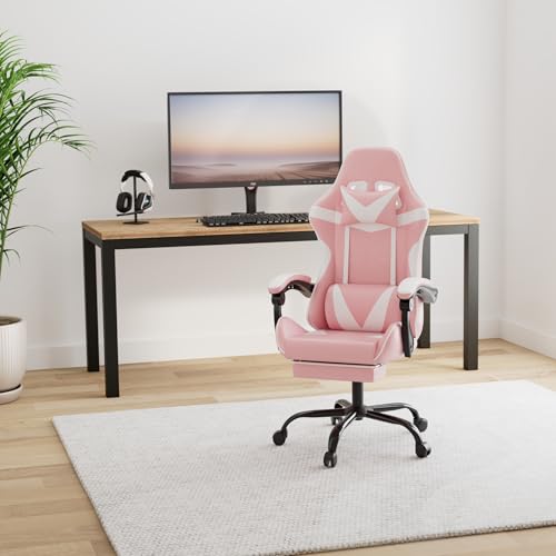 Gaming Chair with Footrest, Lumbar Support, Red/Black M9231