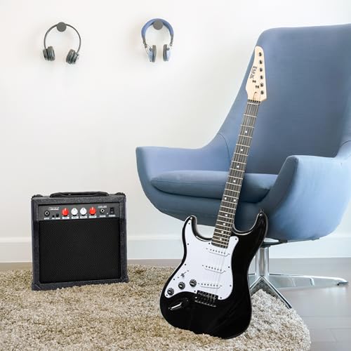 LyxPro Electric Guitar 39" Beginner Starter Kit with 20W Amp, Black B69338