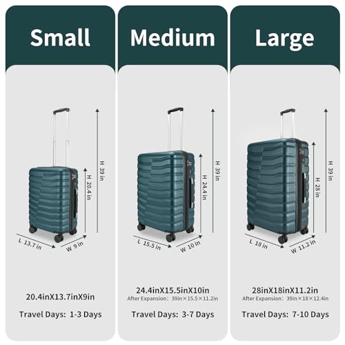 Lightweight 3-Piece Hardshell Luggage Set with Spinner Wheels & TSA Lock, Light Avocado Green B502471