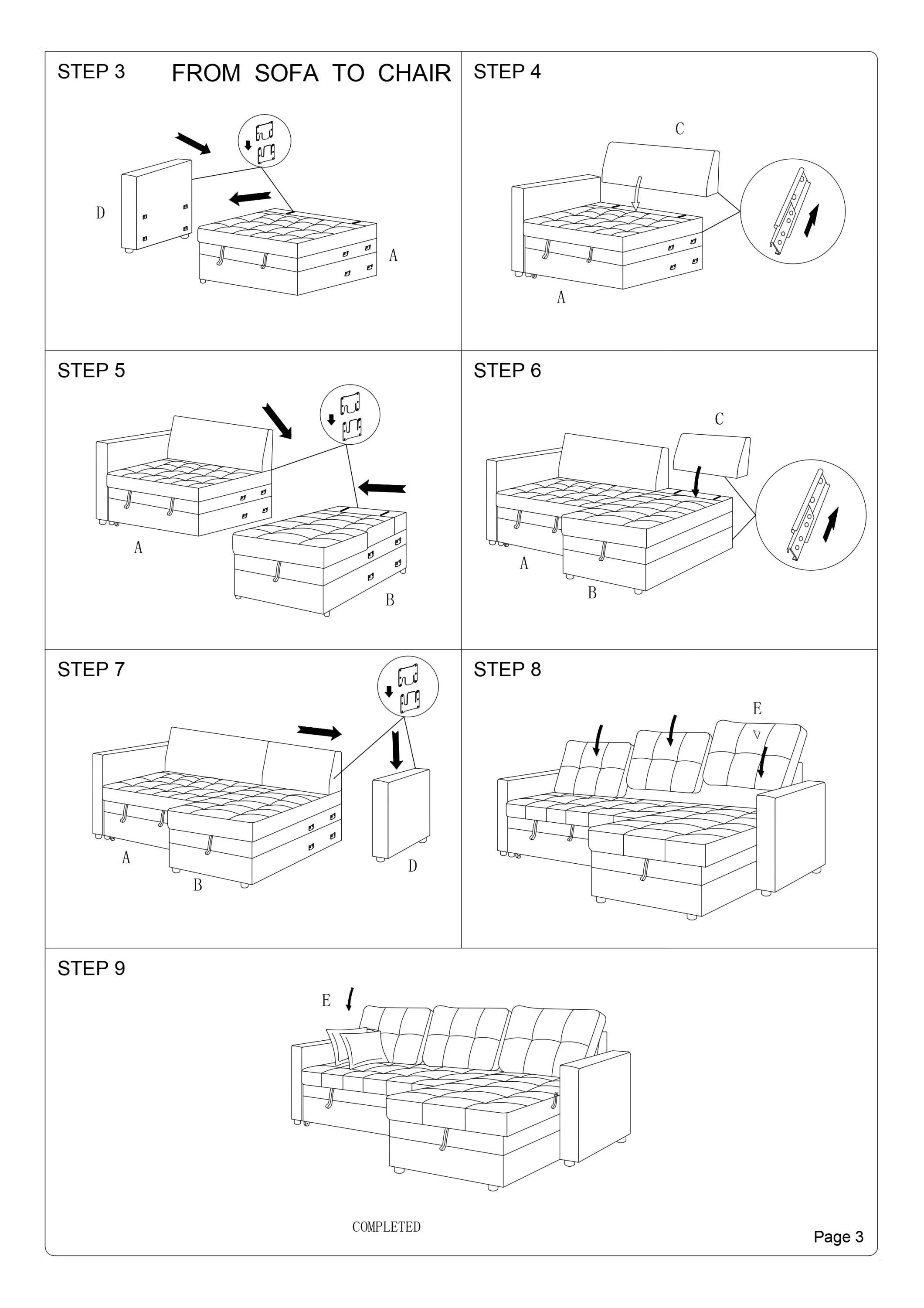 Amir Convertible Sectional Sofa Bed with Storage - Espresso L179