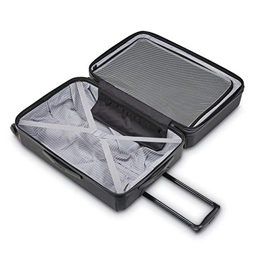 American Tourister Stratum XLT Expandable Hardside Luggage with Spinner Wheels, Jet Black, Carry-On 21-Inch E7418