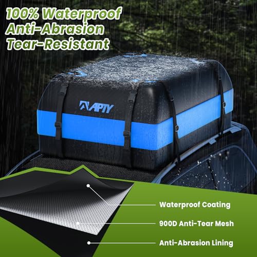 21 Cubic Feet Car Rooftop Cargo Bag Carrier with Waterproof Zip, Blue K43895