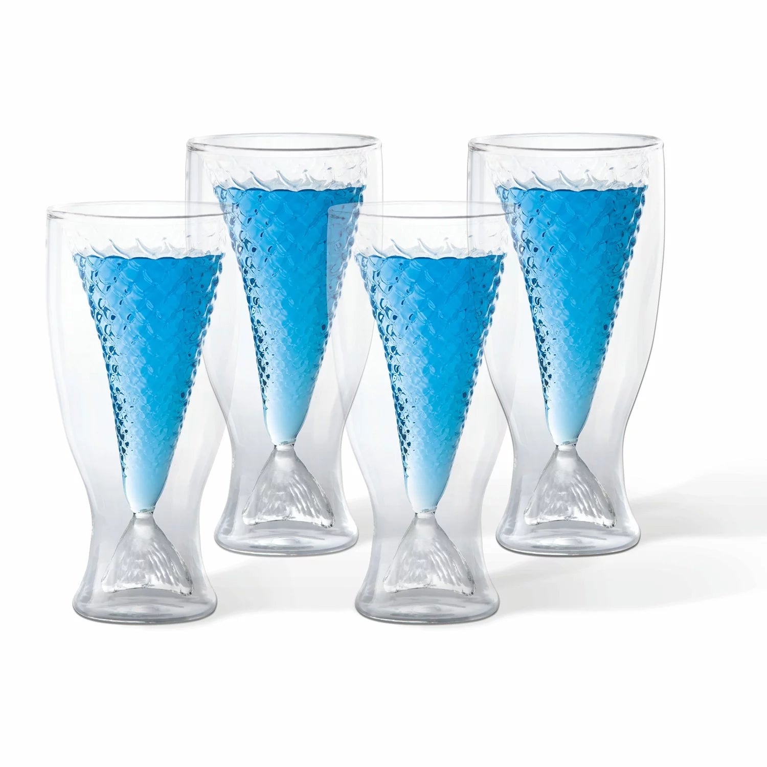 ART & ARTIFACT Mermaid Glass Set of 4 Drinking Glasses Mermaid Cups Mermaid Tumbler - Mermaid Gifts for Women & Girls, 9 Ounces