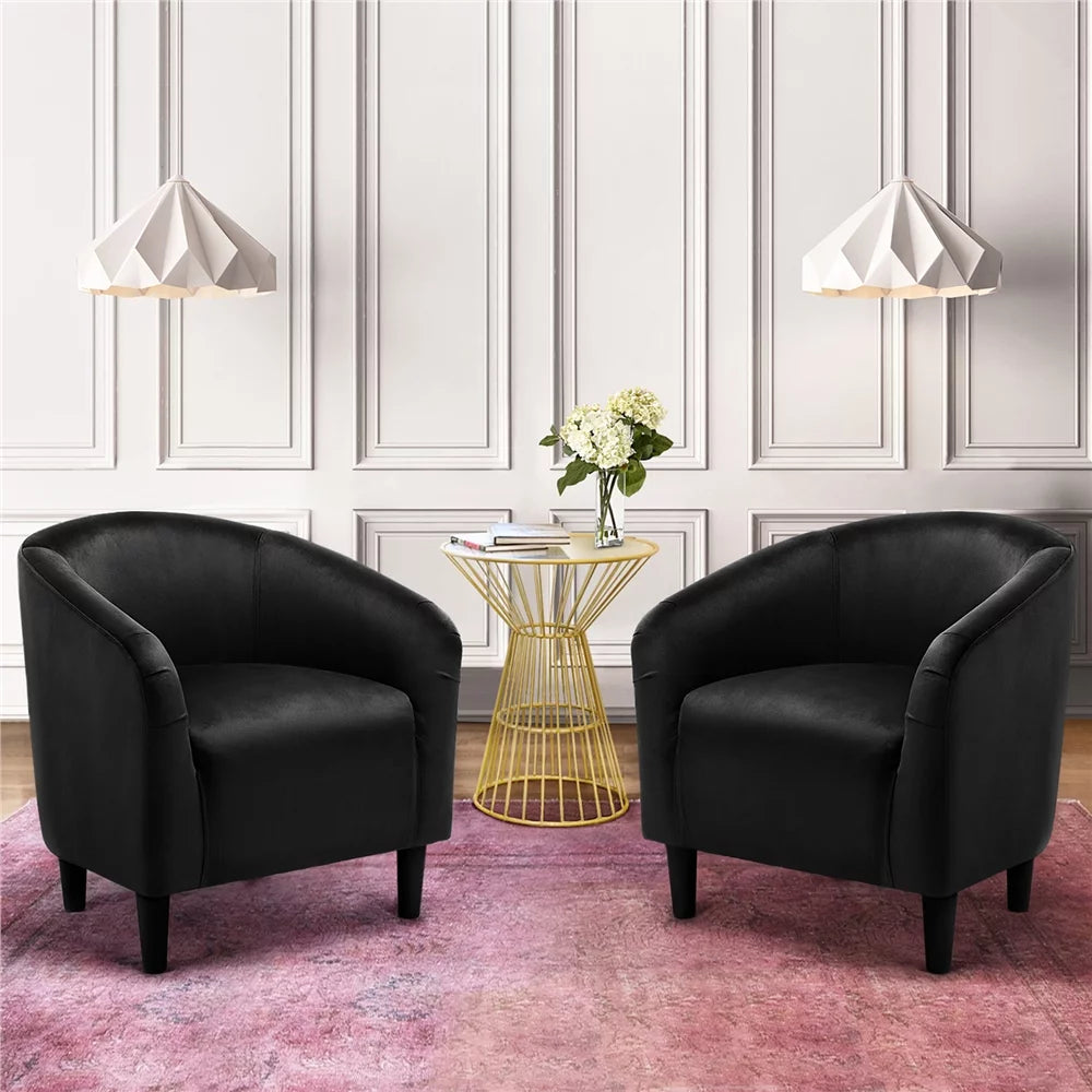Alden Design Barrel Accent Chair, Black Velvet C456