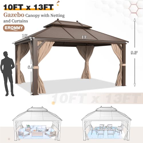 EROMMY 14'x20' Hardtop Gazebo Double Roof Galvanized Steel Outdoor Pavilion G3084