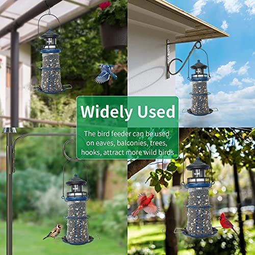 Solar Bird Feeder Lighthouse with Rotating LED Light, Blue G1024