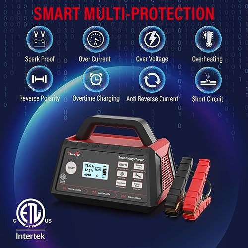 TowerTop 12V 15A Smart Car Battery Charger with Engine Start U614