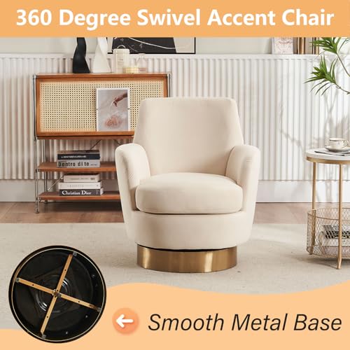 Swivel Barrel Chair Set of 2, Modern Velvet Accent Chairs, Orange P5409