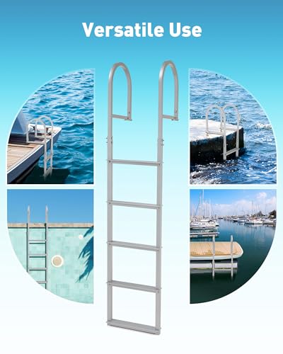 CO-Z 3 Step Removable Dock Ladder for Pontoon Boat, Aluminum Swim Ladder with Nonslip Tread O80708