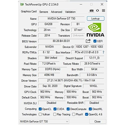 QTHREE GeForce GT 730 4GB DDR3 Low Profile Graphics Card, 2X HDMI, DP, VGA M7130